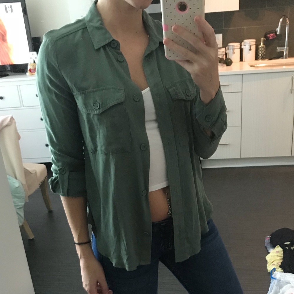 H&M Army Green Japan Button Down Jacket